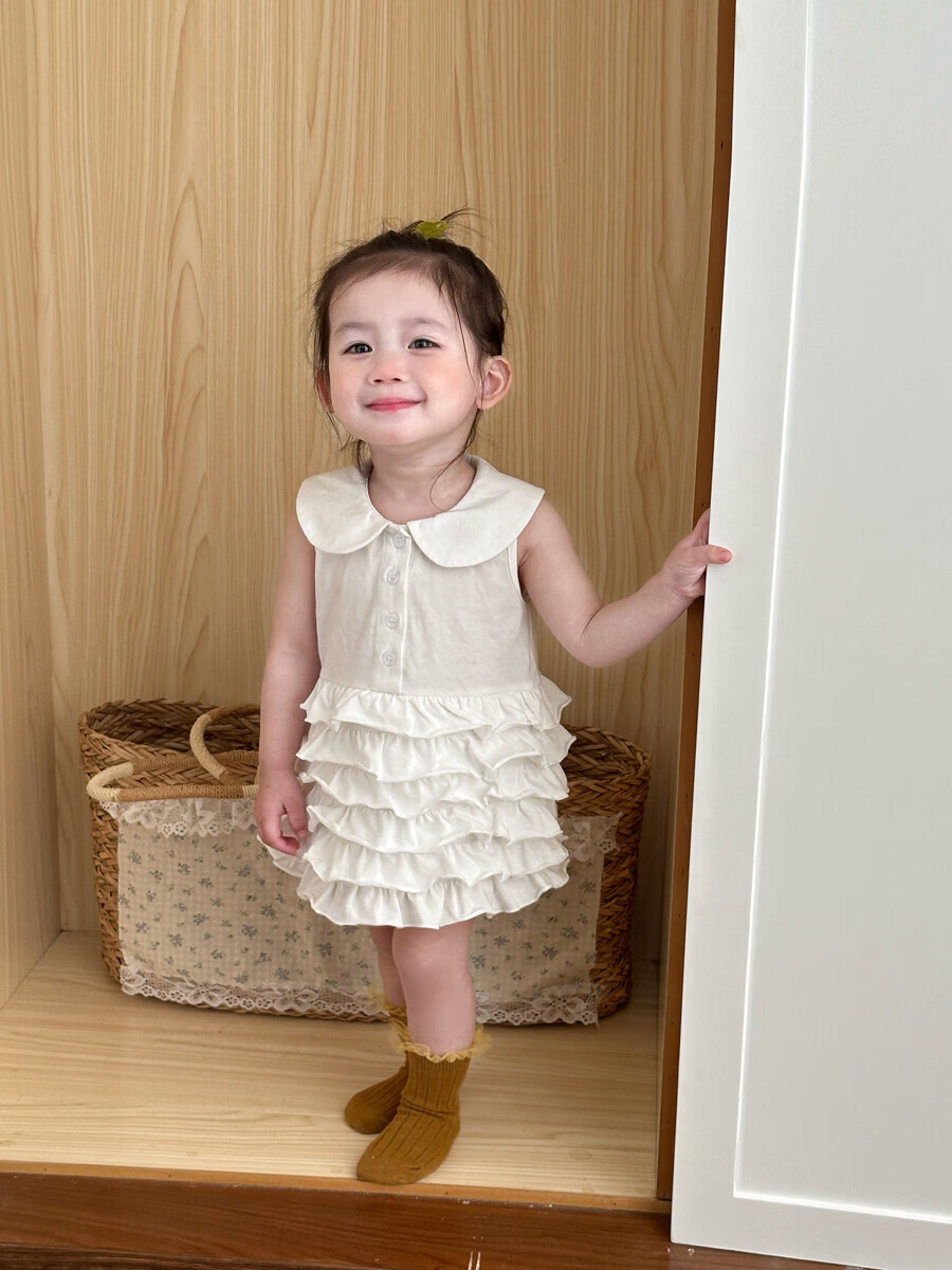 FADOBABY Girls Summer Dress New Baby Princess Doll Collar Cake Dress Children's Sleeveless Dress 20